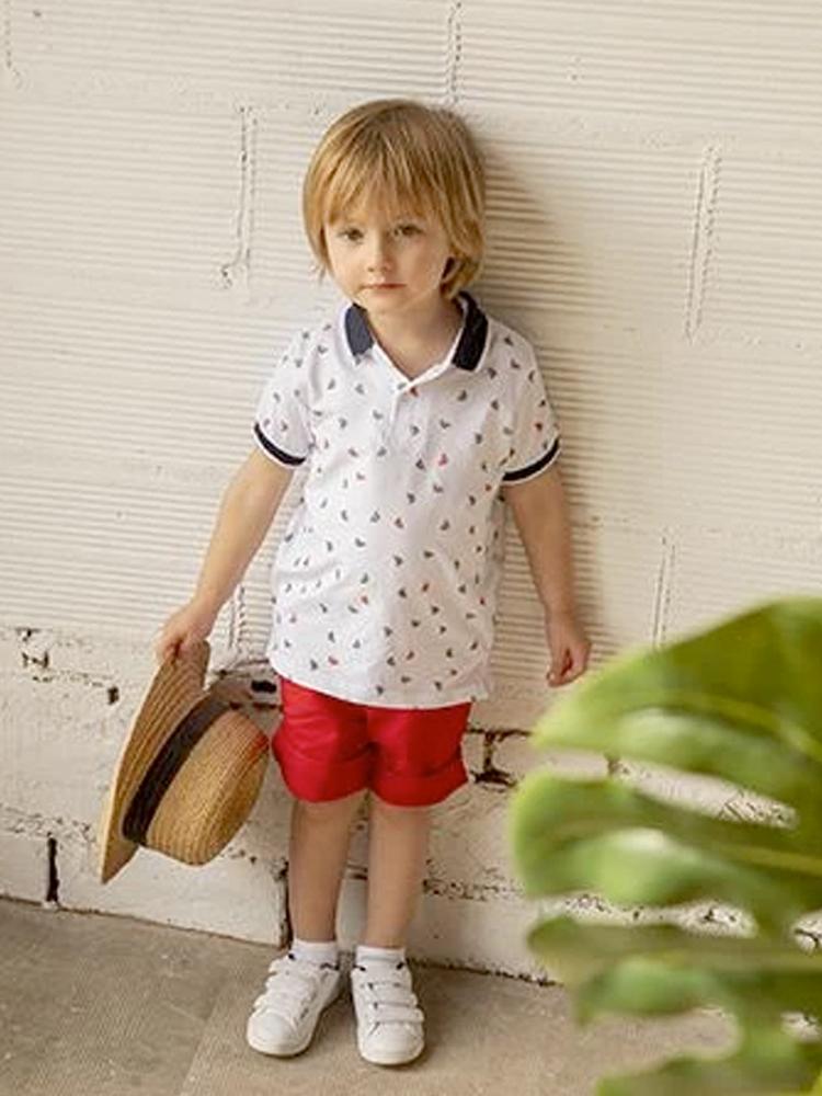 Babybol - Boys Red, White & Blue Sailing Boat Polo Shirt and Shorts Outfit - From 0 to 24 months - Stylemykid.com