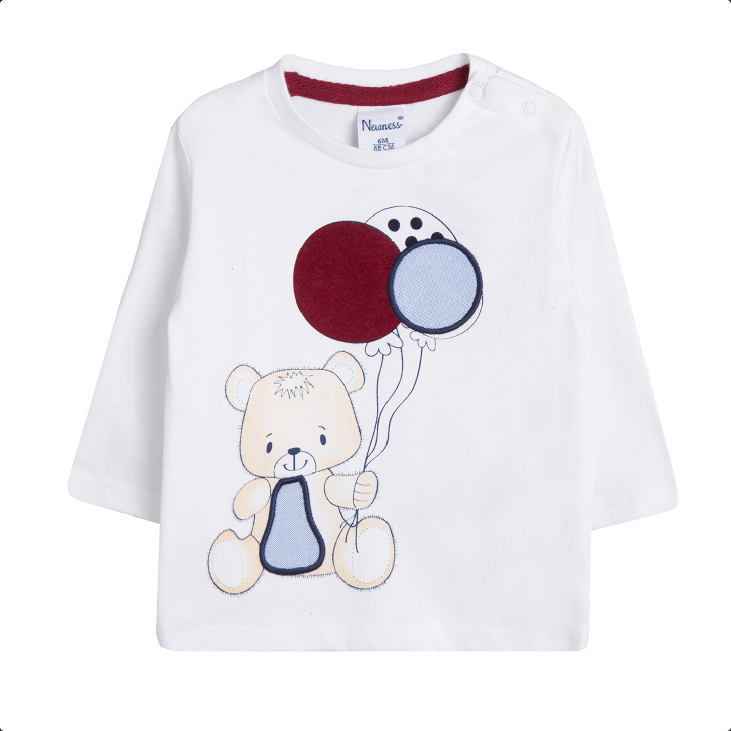 Bear Bear Balloon Long Sleeve White Top - 3 to 12 months - Stylemykid.com