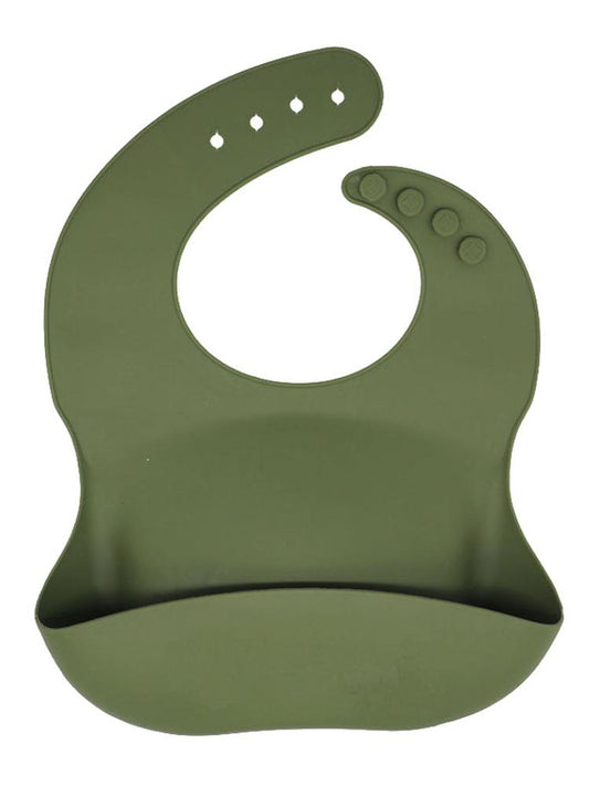 Silicone Pocket Baby Bib - Olive Green - Stylemykid.com