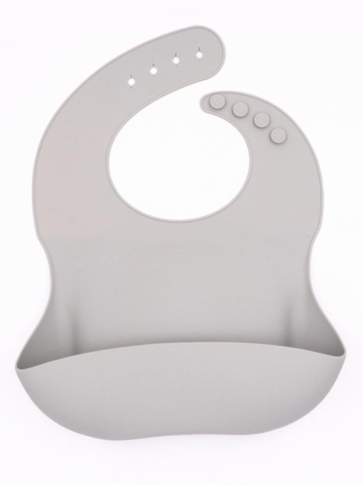 Silicone Pocket Baby Bib - Silver Grey - Stylemykid.com