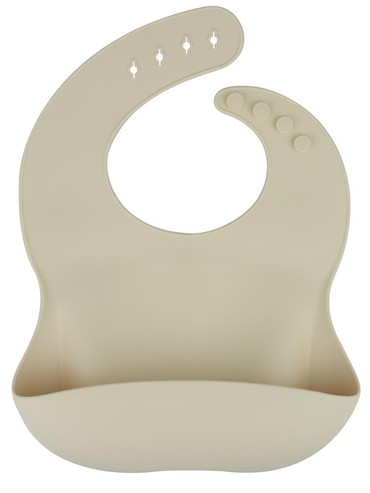 Silicone Pocket Baby Bib - Taupe - Stylemykid.com