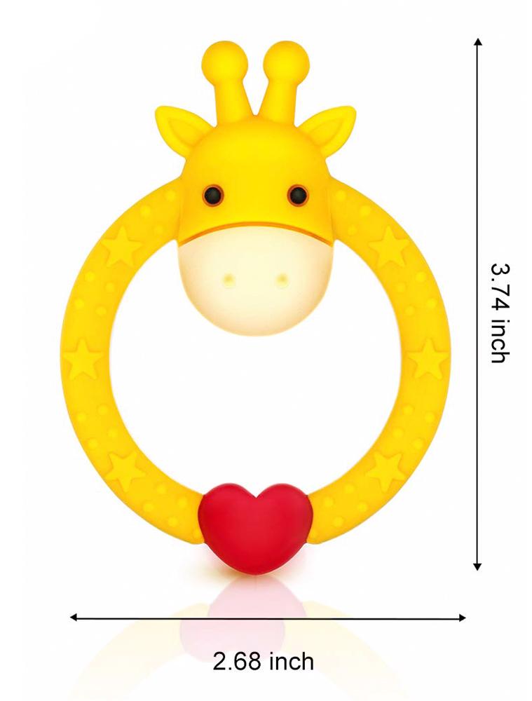 Green Giraffe Teether - Silicone Giraffe Ring Baby Teether Toy - 0 to 24 Months - Stylemykid.com