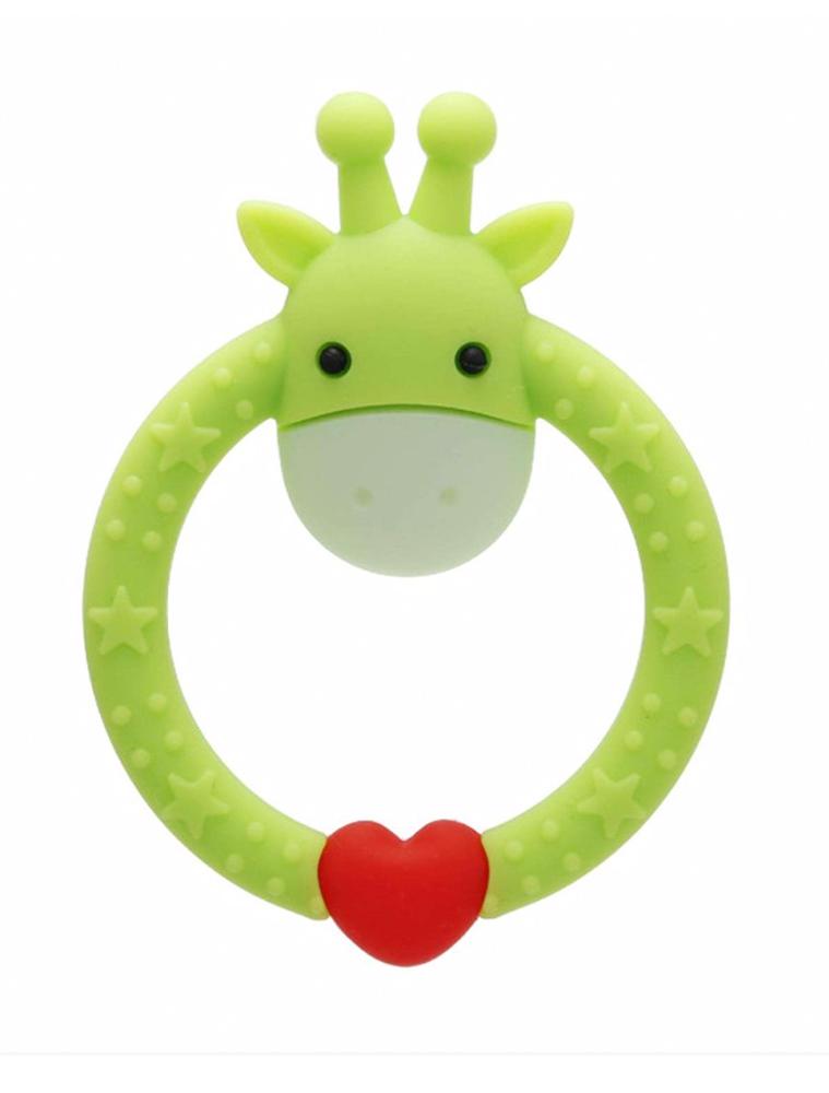 Green Giraffe Teether - Silicone Giraffe Ring Baby Teether Toy - 0 to 24 Months - Stylemykid.com