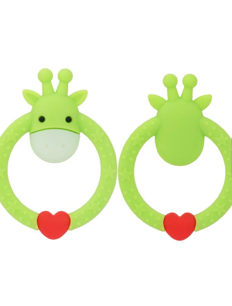 Green Giraffe Teether - Silicone Giraffe Ring Baby Teether Toy - 0 to 24 Months - Stylemykid.com