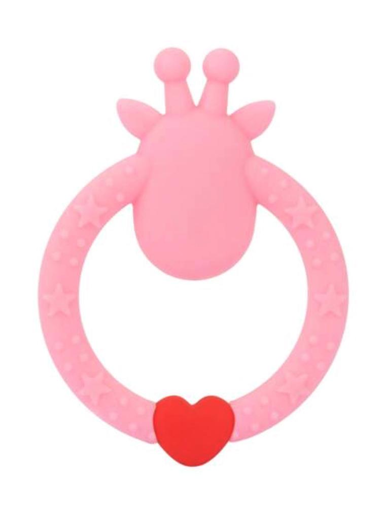 Pink Giraffe Teether - Silicone Giraffe Ring Baby Teether Toy - 0-24 Months - Stylemykid.com
