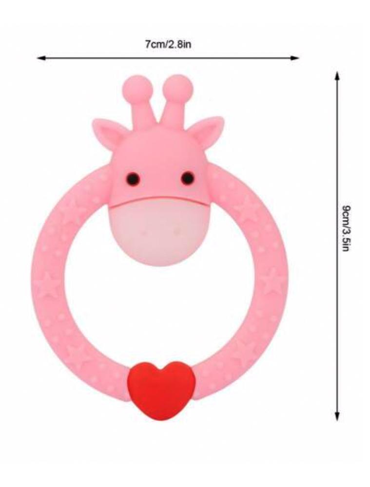 Pink Giraffe Teether - Silicone Giraffe Ring Baby Teether Toy - 0-24 Months - Stylemykid.com