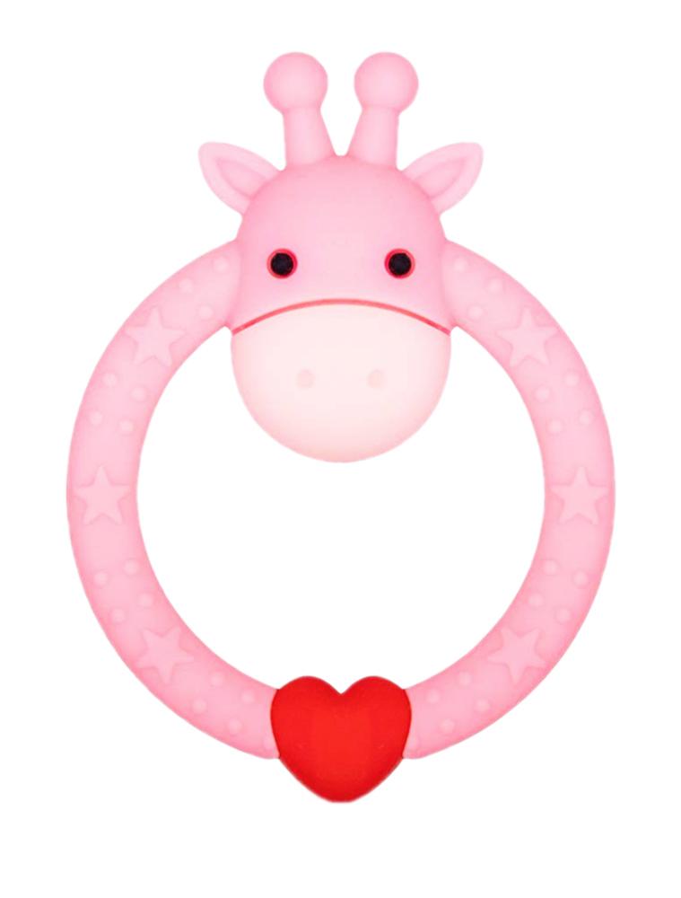 Pink Giraffe Teether - Silicone Giraffe Ring Baby Teether Toy - 0-24 Months - Stylemykid.com