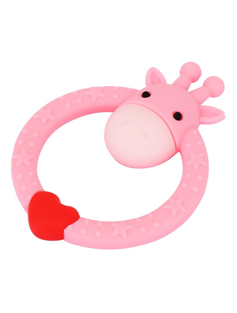 Pink Giraffe Teether - Silicone Giraffe Ring Baby Teether Toy - 0-24 Months - Stylemykid.com