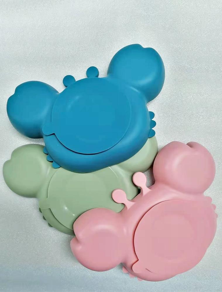 Pink Crab Plate - Silicone Suction Plate - Self Feeding Training Divided Bowl for Baby and Toddler - Stylemykid.com