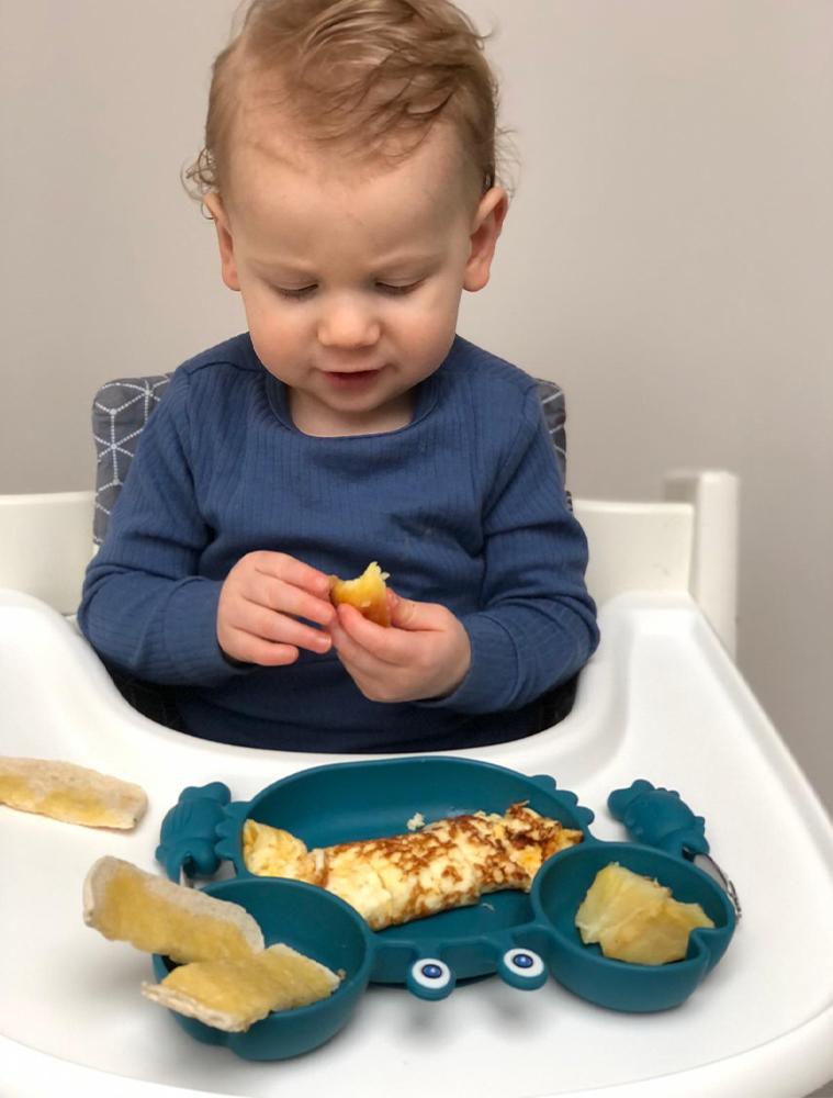 Pink Crab Plate - Silicone Suction Plate - Self Feeding Training Divided Bowl for Baby and Toddler - Stylemykid.com