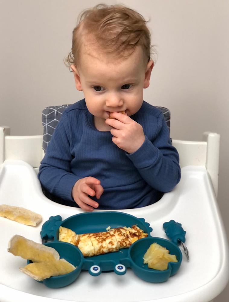 Pink Crab Plate - Silicone Suction Plate - Self Feeding Training Divided Bowl for Baby and Toddler - Stylemykid.com