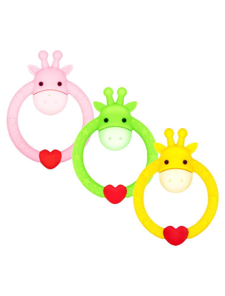 Pink Giraffe Teether - Silicone Giraffe Ring Baby Teether Toy - 0-24 Months - Stylemykid.com