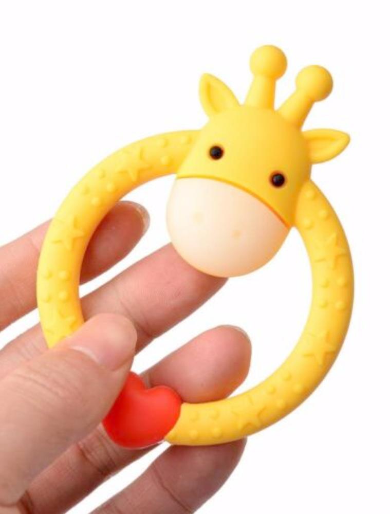 Yellow Giraffe Teether - Silicone Giraffe Ring Baby Teether Toy - 0 to 24 Months - Stylemykid.com