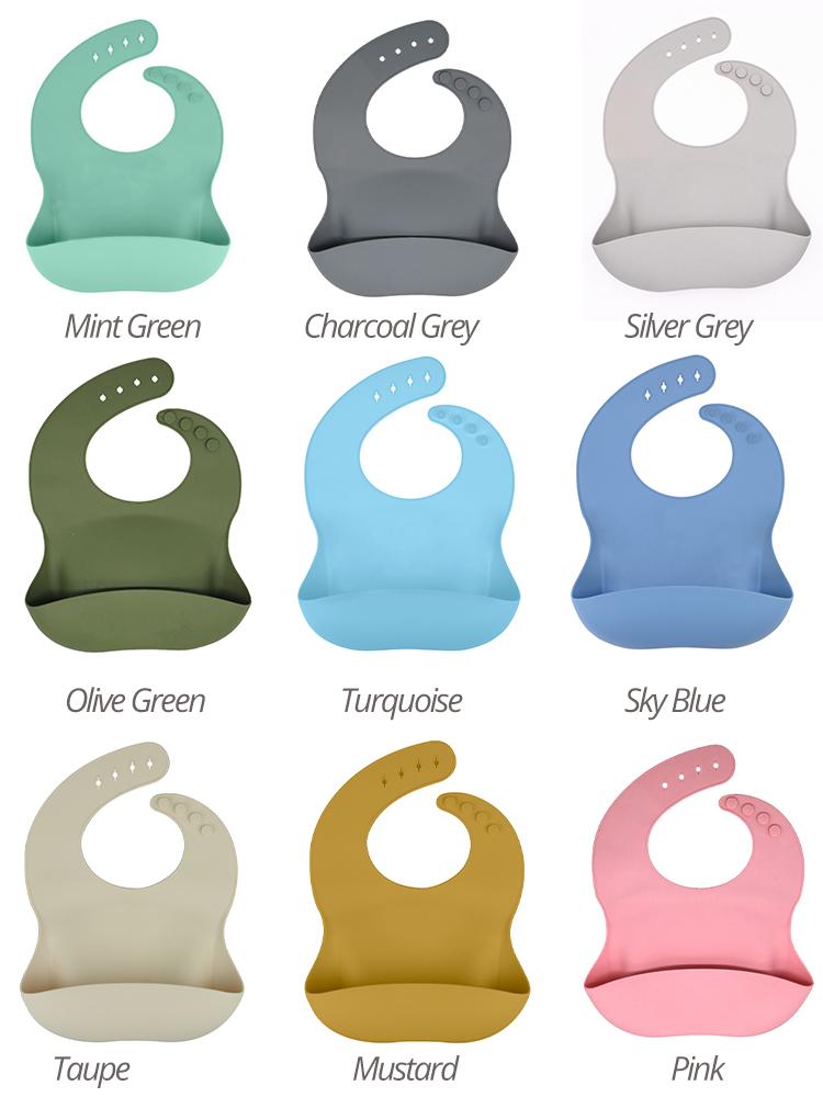 Silicone Pocket Baby Bib - Silver Grey - Stylemykid.com