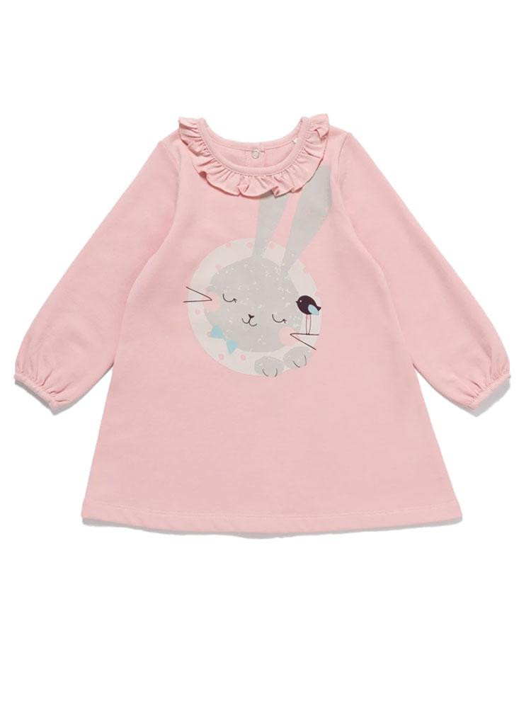 Artie - Sleeping Bunny Dress - Girls Pink Dress with Sleeping Rabbit Design - Stylemykid.com