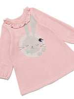 Artie - Sleeping Bunny Dress - Girls Pink Dress with Sleeping Rabbit Design - Stylemykid.com