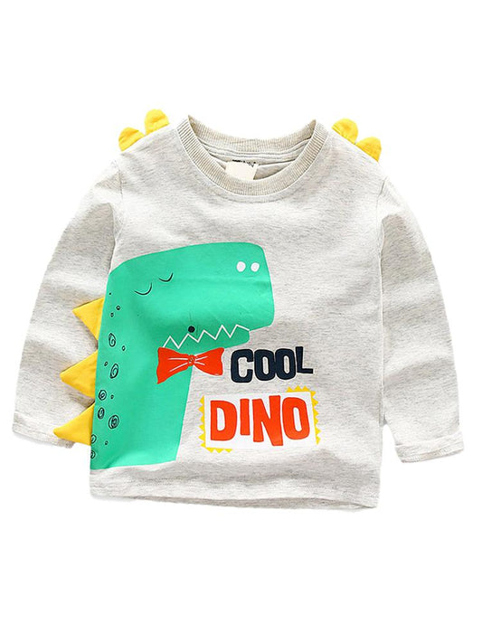 Spikes Out - Cool Dino Boys/ Girls Grey & Yellow Dinosaur Spikey Sweatshirt - Stylemykid.com