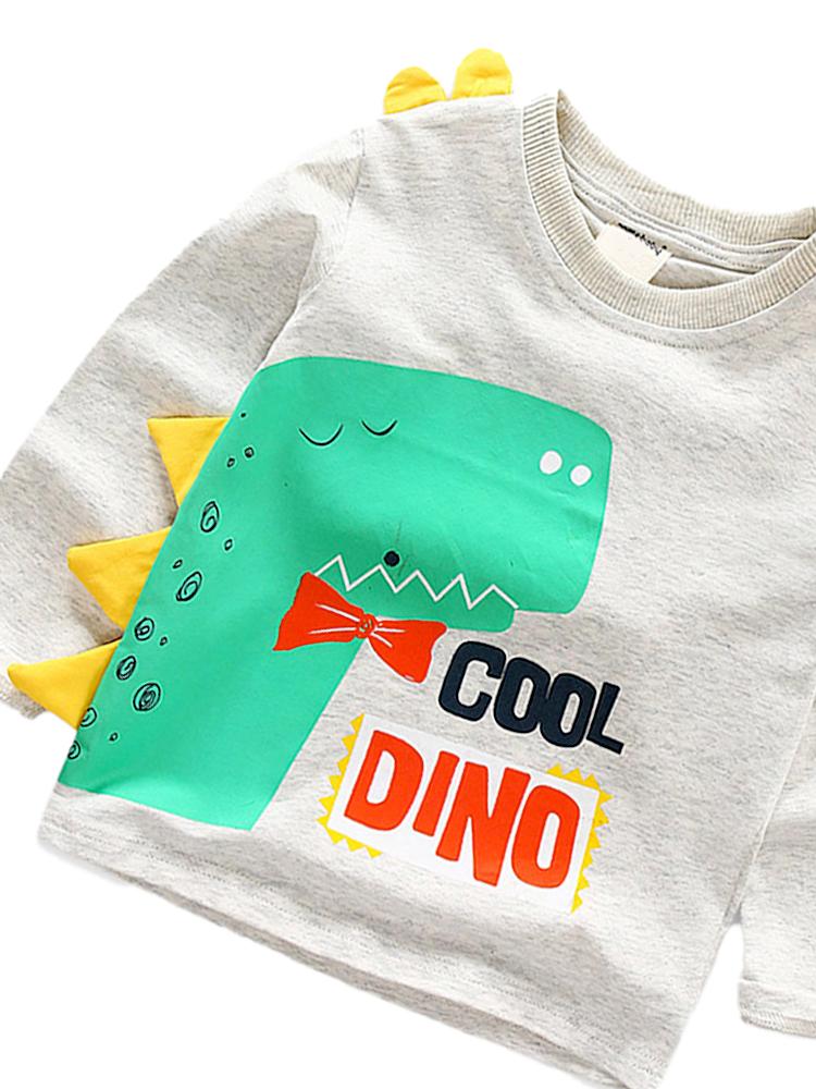 Spikes Out - Cool Dino Boys/ Girls Grey & Yellow Dinosaur Spikey Sweatshirt - Stylemykid.com