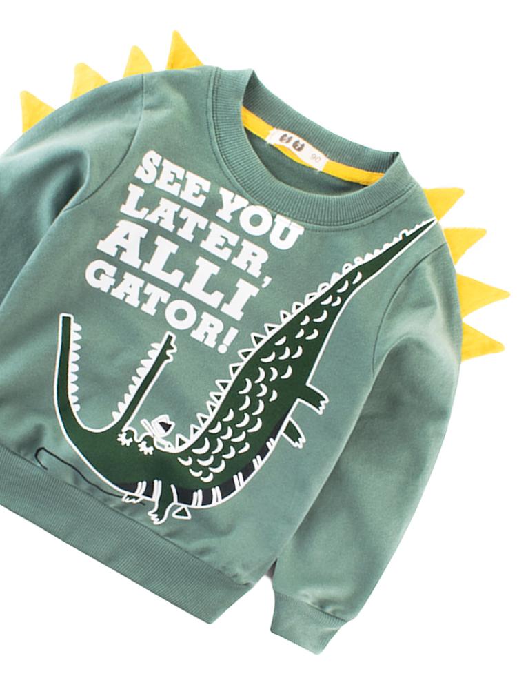 Spikes Out - See You Later Alligator Boys/ Girls Sweatshirt - Green & Yellow - Stylemykid.com