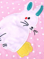 Pink Spotty Bunny Long Sleeved Girls Dress with Bunny Applique Details - Stylemykid.com