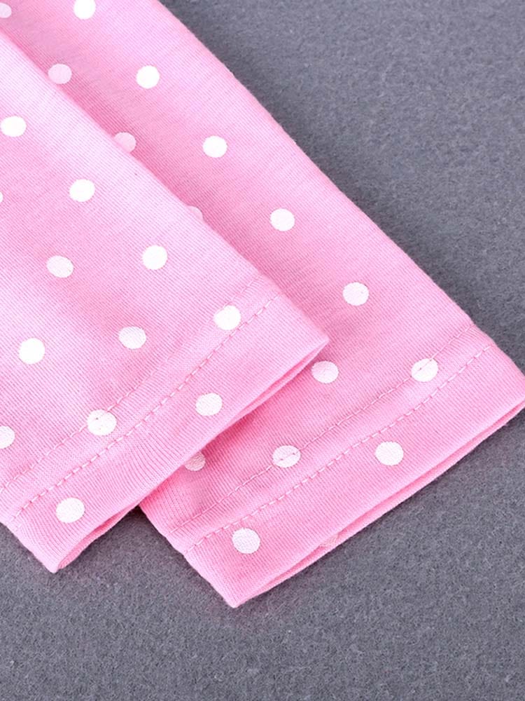 Pink Spotty Bunny Long Sleeved Girls Dress with Bunny Applique Details - Stylemykid.com
