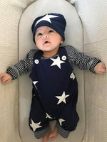 Stars & Stripes - Baby & Toddler Dungarees, Long Sleeve Top & Beanie Hat - 3 Piece Set - 0-24M - Stylemykid.com