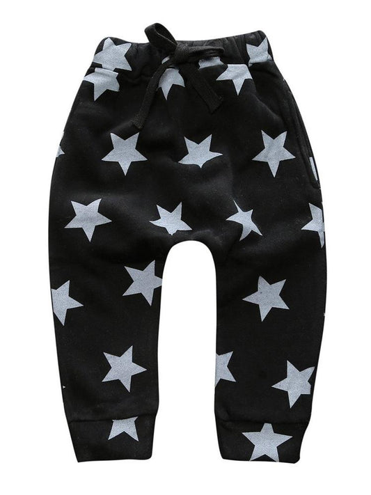 Star Print Black Boys/ Girls Jogger Bottoms - Stylemykid.com