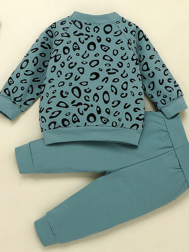 Steel Blue 2 Piece Baby & Kids Tracksuit Set - Sweatshirt Top & Bottoms Animal Print - 6m to 4y - Stylemykid.com