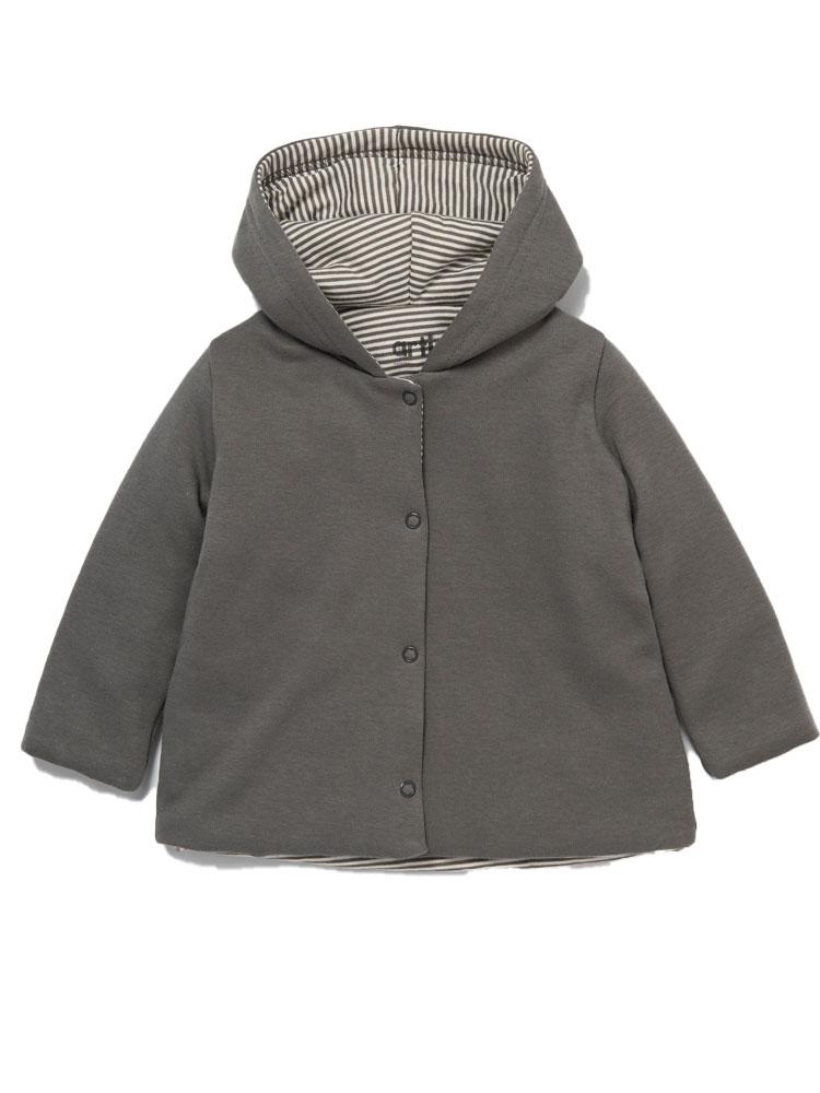 Artie - Stripes Grey Hooded Jacket From 0 to 12 Months - Stylemykid.com