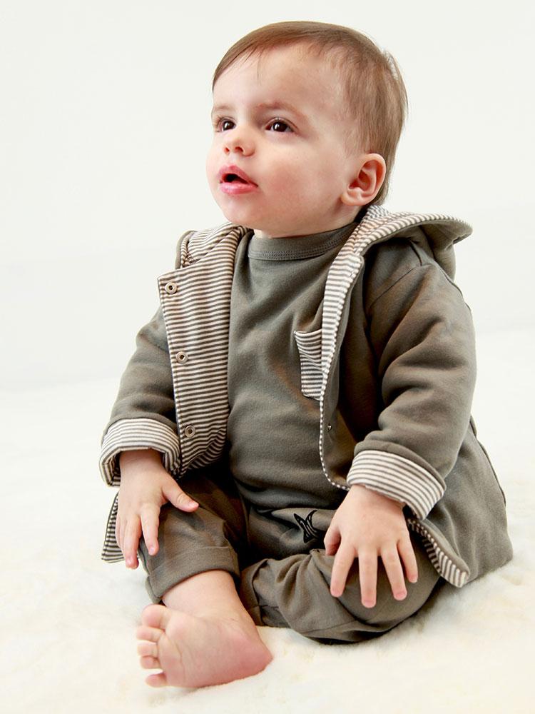 Artie - Stripes Grey Hooded Jacket From 0 to 12 Months - Stylemykid.com