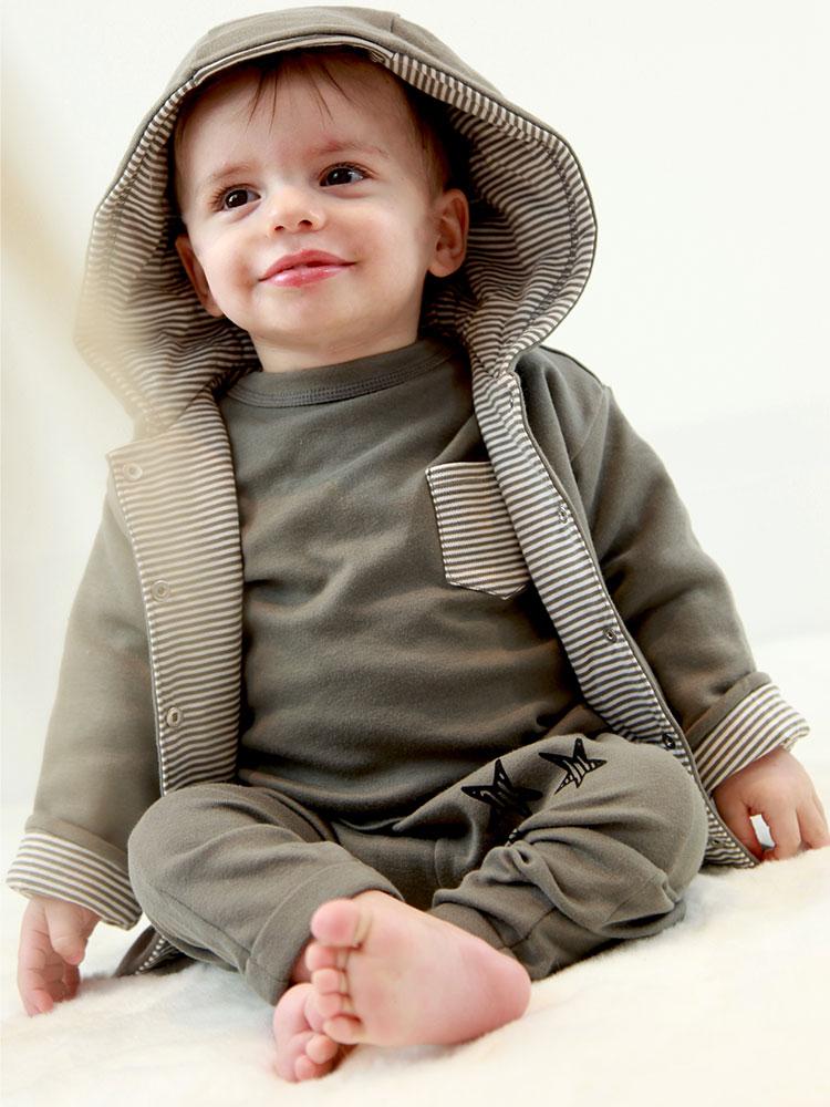 Artie - Baby and Toddler Stripes Grey Long Sleeve Top - From 0-3 Months to 2 years - Stylemykid.com