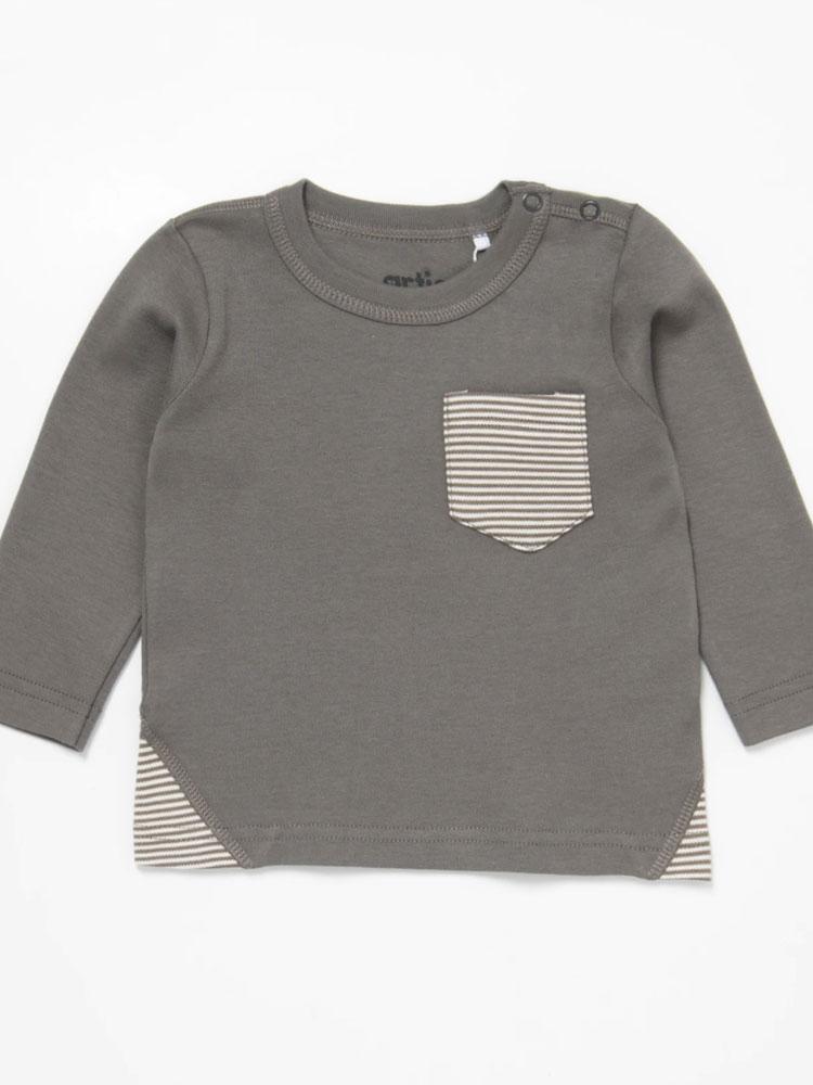 Artie - Baby and Toddler Stripes Grey Long Sleeve Top - From 0-3 Months to 2 years - Stylemykid.com