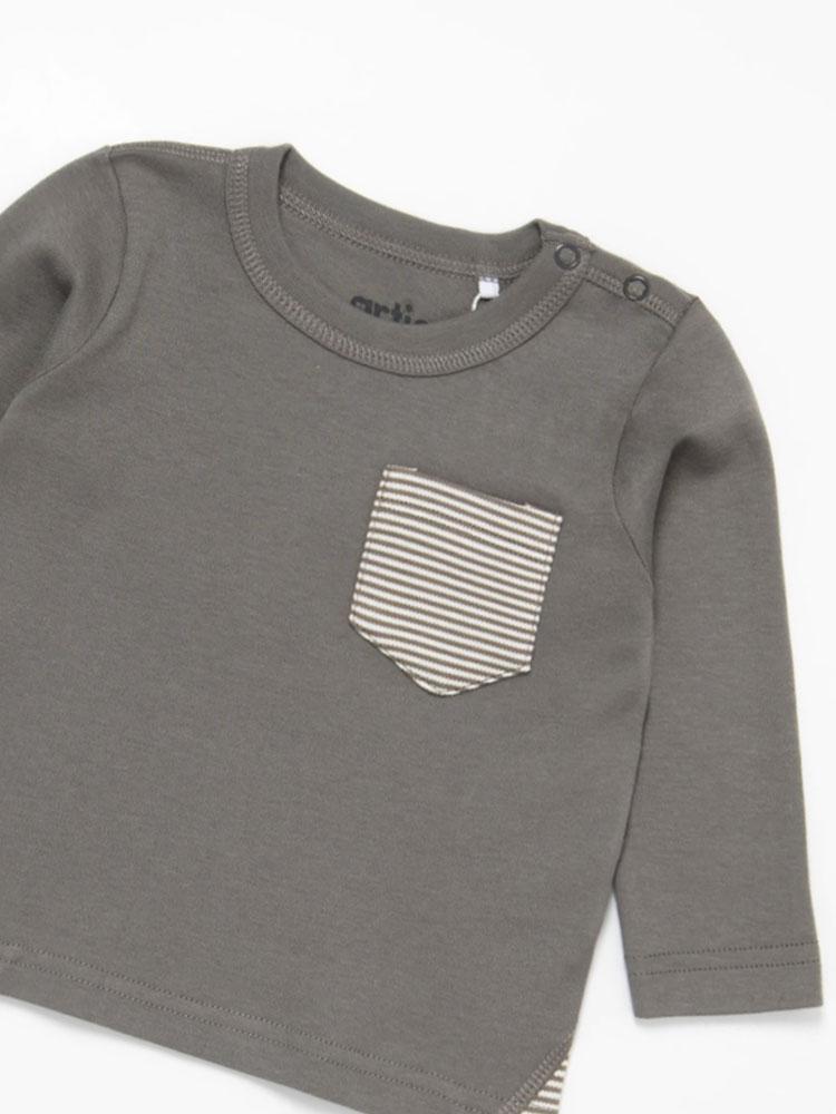 Artie - Baby and Toddler Stripes Grey Long Sleeve Top - From 0-3 Months to 2 years - Stylemykid.com