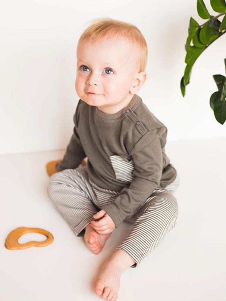 Artie - Baby and Toddler Stripes Grey Long Sleeve Top - From 0-3 Months to 2 years - Stylemykid.com