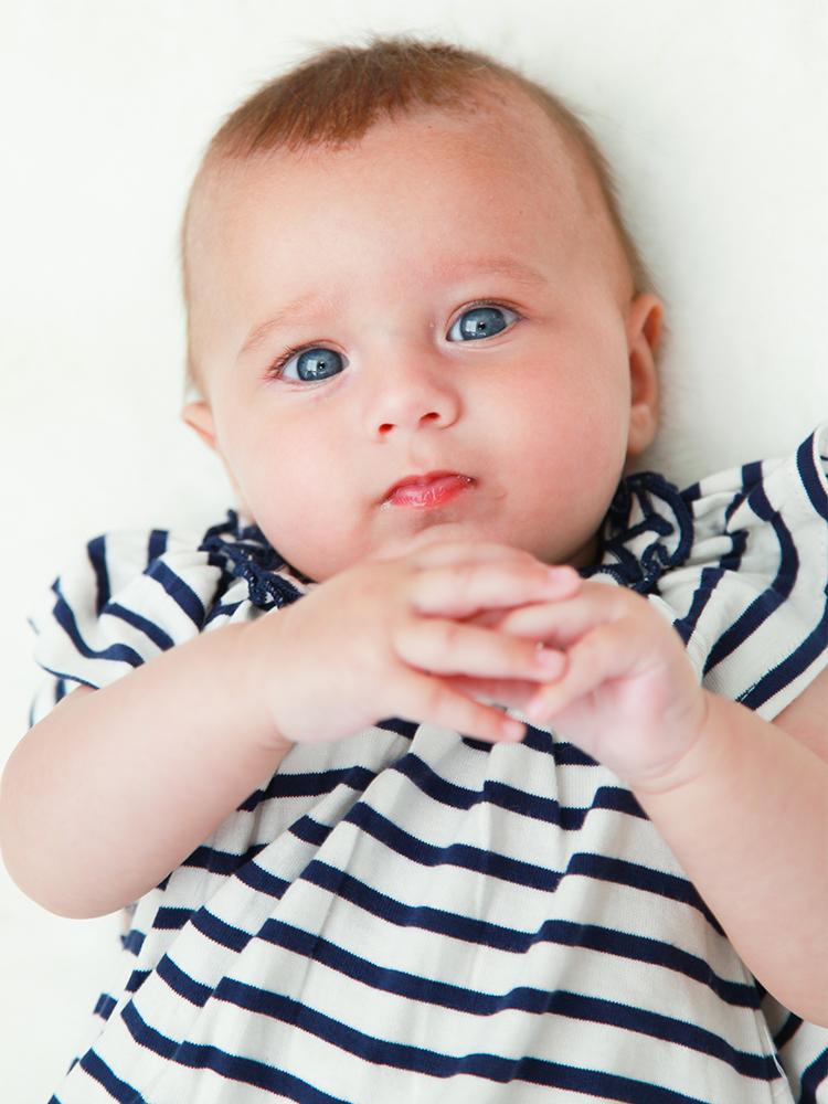 Lilly & Sid Organic - Striped Navy & White Baby Girl Jersey Dress - 0 to 3 Months - Stylemykid.com