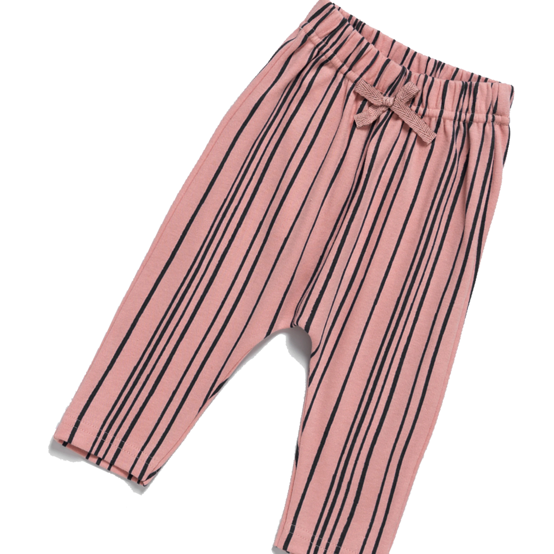 Artie - Super Stripey Pink & Navy Baby Trousers - 0-12 Months - Stylemykid.com