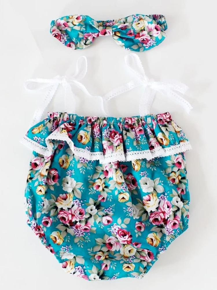 Sweetest Vintage Floral Shoulder Tie Romper 18 to 24 Months - Stylemykid.com