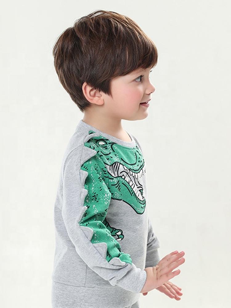 Spikes Out - Boys Roaring Grey and Green T-Rex Dinosaur Sweatshirt - Stylemykid.com