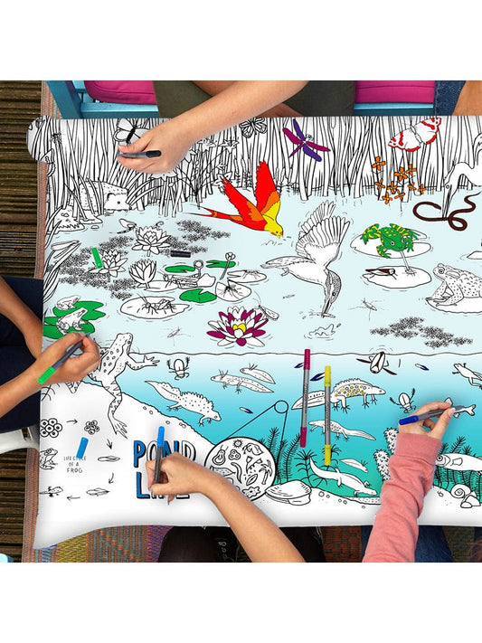 eatsleepdoodle - Colour In and Learn Table Cloth - Nature and Pond Life - Stylemykid.com