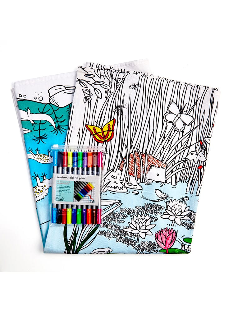 eatsleepdoodle - Colour In and Learn Table Cloth - Nature and Pond Life - Stylemykid.com