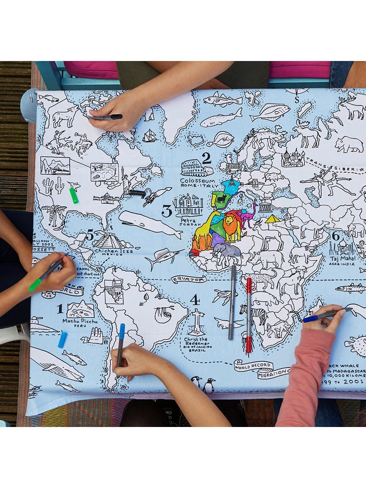 eatsleepdoodle - Colour In and Learn Table Cloth - World Map - Stylemykid.com