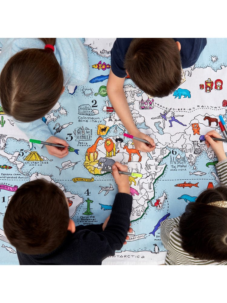 eatsleepdoodle - Colour In and Learn Table Cloth - World Map - Stylemykid.com