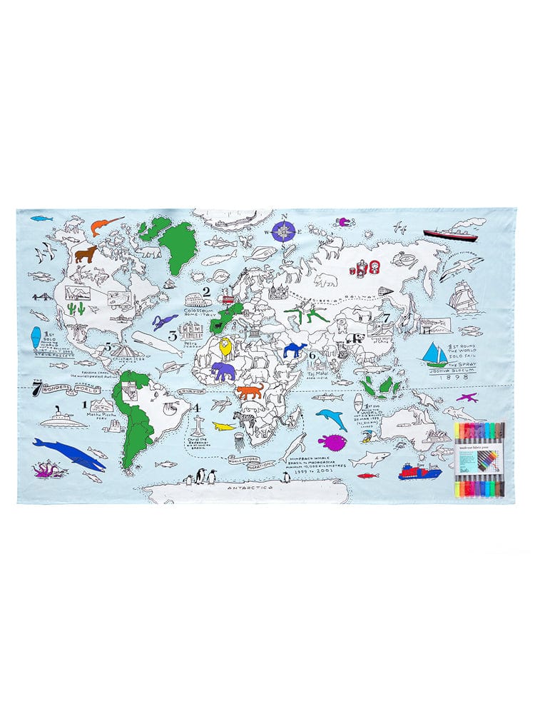 eatsleepdoodle - Colour In and Learn Table Cloth - World Map - Stylemykid.com