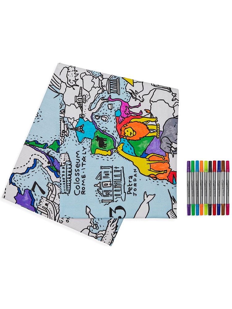 eatsleepdoodle - Colour In and Learn Table Cloth - World Map - Stylemykid.com