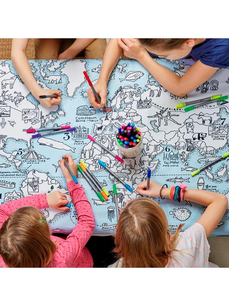 eatsleepdoodle - Colour In and Learn Table Cloth - World Map - Stylemykid.com