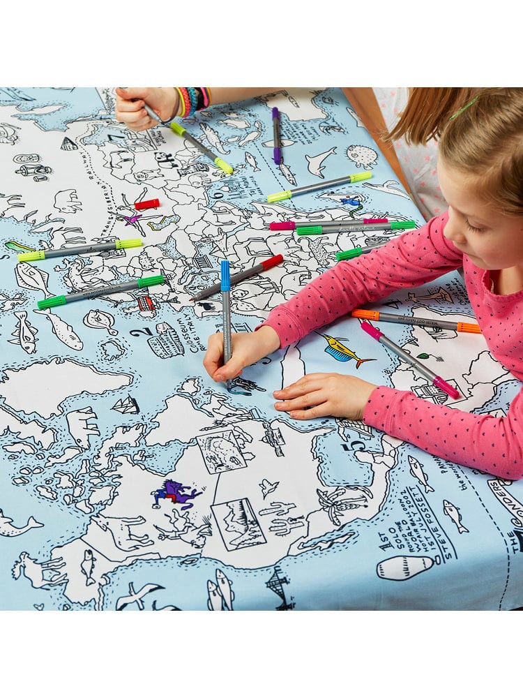 eatsleepdoodle - Colour In and Learn Table Cloth - World Map - Stylemykid.com