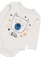 Artie - Light Grey Marl Baby Bodysuit with Teddy Bear Design 0 to 3 months - Stylemykid.com