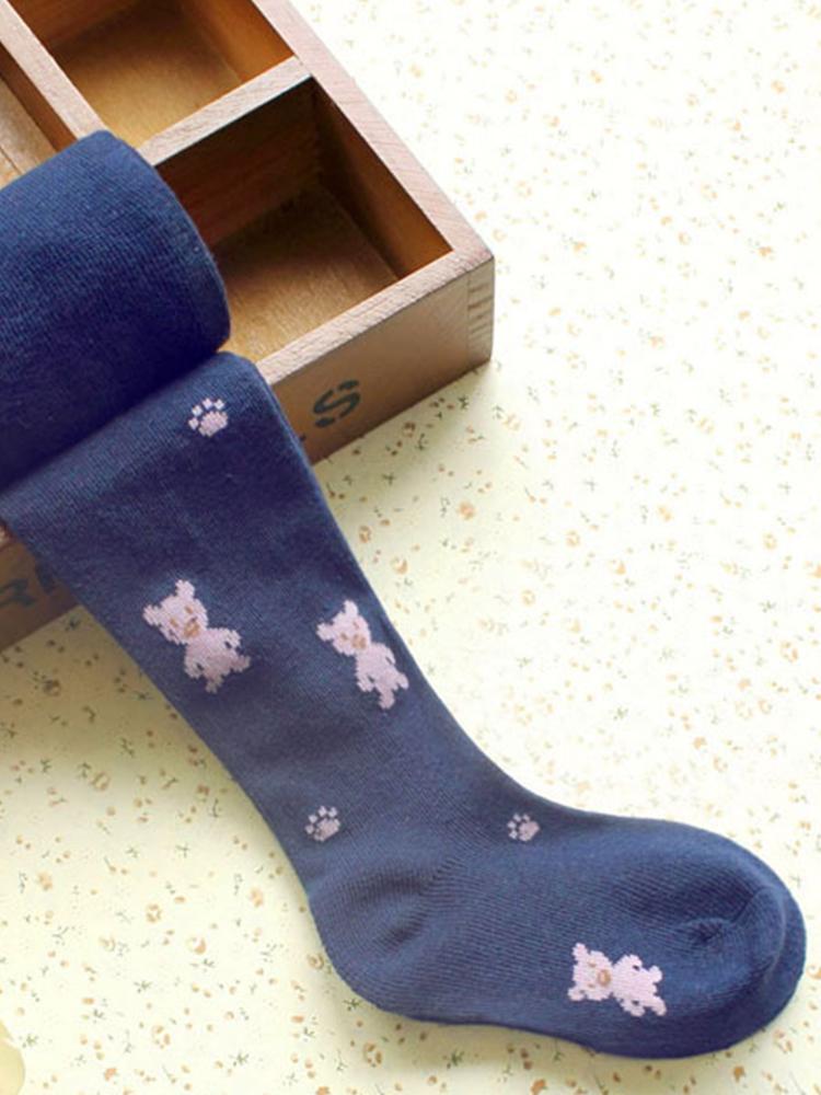 Girls Teddy Bear Tights - Blue - Stylemykid.com