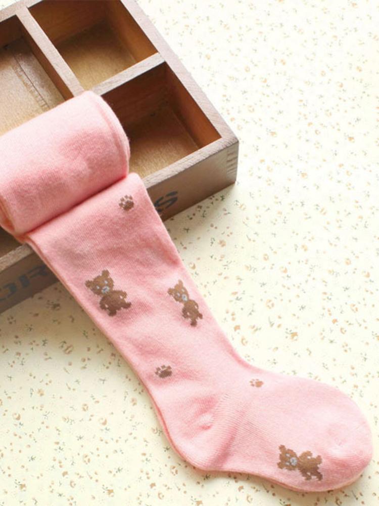 Girls Teddy Bear Tights - Pink - Stylemykid.com