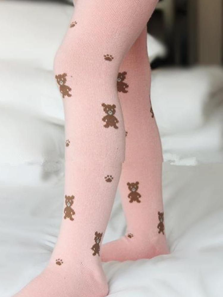 Girls Teddy Bear Tights - Pink - Stylemykid.com